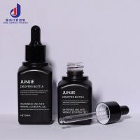 Botellas cuentagotas de plástico cuadradas negras de 40 ml y 50 ml de PETG de diseño personalizado para aceite capilar y sérum cosmético de aceite esencial