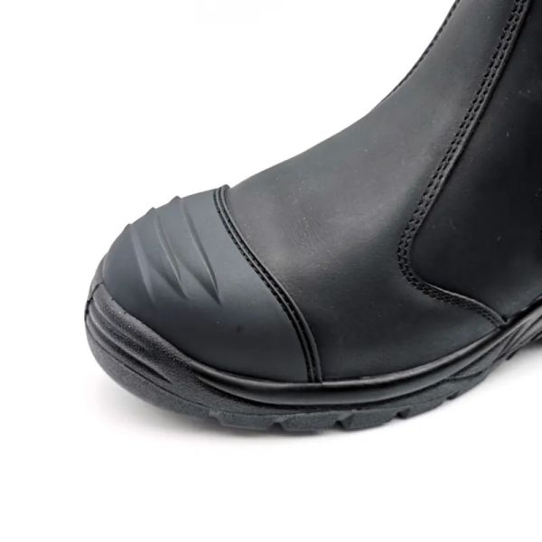 Black Chelsea Work Boot Mens Steel Toe Engineer Boots Crazy Horse Leather