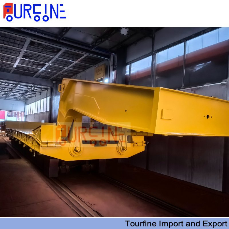 100 Ton Detachable Gooseneck Lowboy Trailer 4 Axle for Oversized Equipment Transport