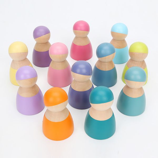 Blocs constitutifs en bois Toy Creative Educational d'arc-en-ciel de Brown 18cm