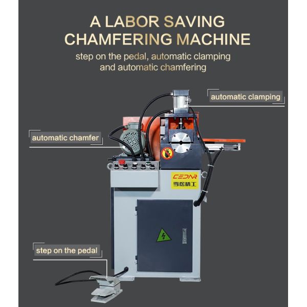 Cedar XS-80AC Pneumatic Single Head Chamfering Machine English Wheels for Efficient Metal Tubes and Bars Processing