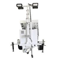 Torre de iluminação híbrida solar móvel com painéis solares de 3*460W para iluminação de edifícios