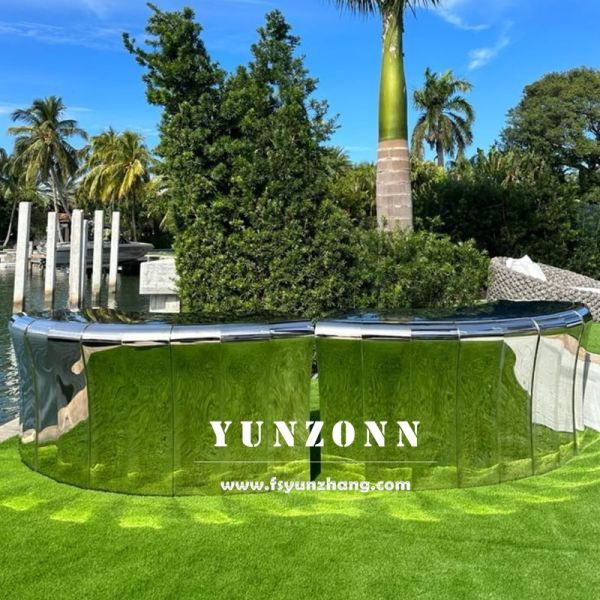 Modern Design Latest Model Round Shaped Golden Mirror Stainless Steel Reception Bar Counter for Hotel Tables