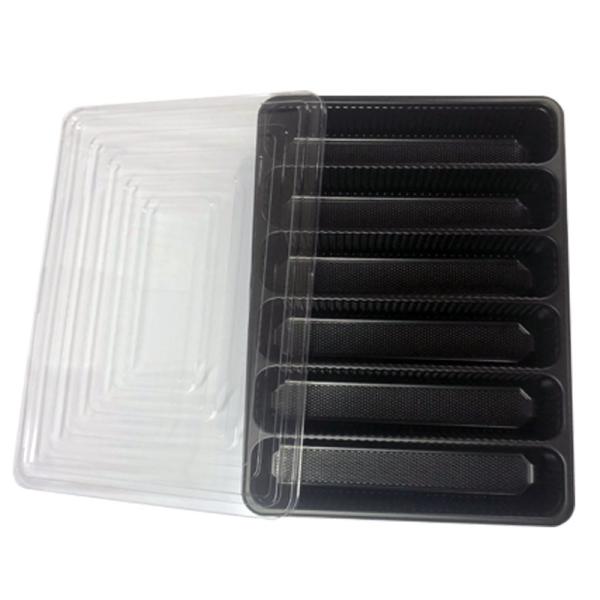 Black Custom PP Plastic Tray With Clear PET Lid For Beef Rolls Vacuum Forming Packaging