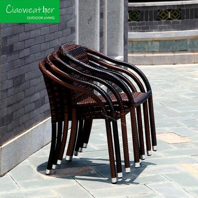 Meubles de jardin Chaise en rotin PE et ensemble de table pliable en osier pour manger en plein air dans les hôtels modernes