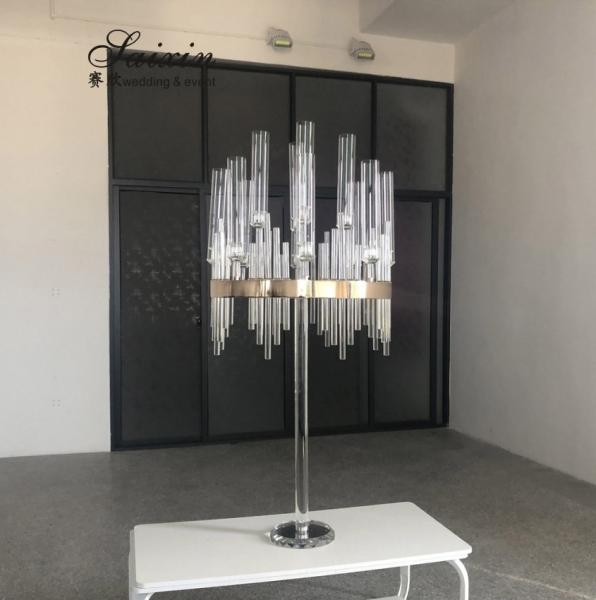 ZT- 435c grand chandelier en cristal d'or mariage chandeliers mariages centre de table décoration