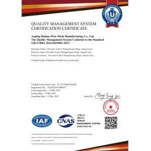 Anping Huihao Hardware Trading Co.,Ltd Certifications