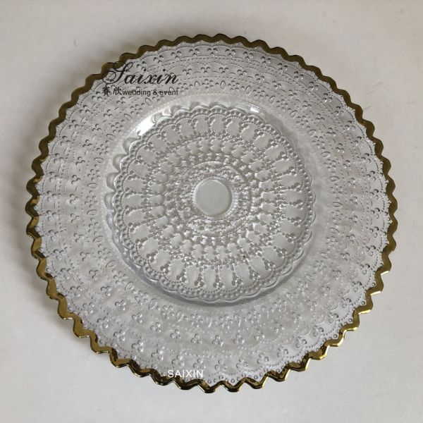 Роскошные черные пластинки для зарядки свадебная посуда ромбоидное стекло 32 см