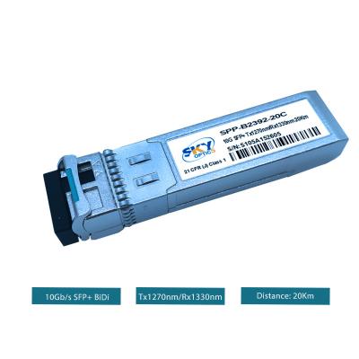 Module optique SFP+ conforme à la norme MSA SFP 10G 20KM Longueur d'onde Tx1270nm Rx1330nm