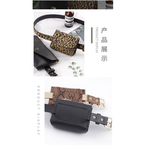 Waist Bag Female Girdle Leopard Stripe 2 In 1 Ladies Belt Bag Waist Bag Belt Mobile Phone Flap Leather Fanny Pack