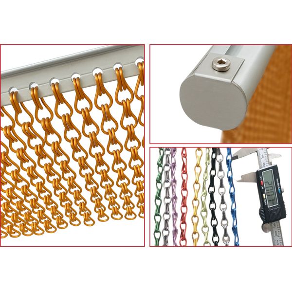 Aluminum Chain Link Ceiling Mesh Curtain with Double Hooks