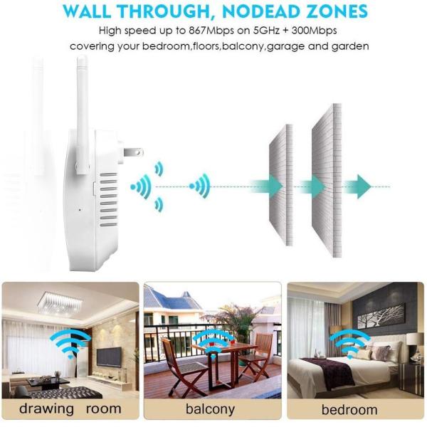 2dBi External Antenna 1200Mbps 2.4G 5G Wifi Router Repeater