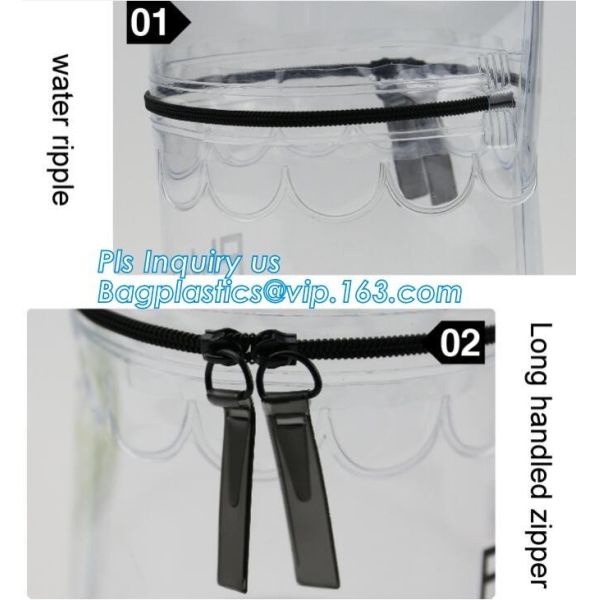 ZIP BARREL BAG, Cosmetic bag PVC in cylinder shape, Cylinder Round Folable See-through Travel PVC Makeup Case, cylinder