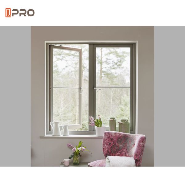 Windproof Aluminum Casement Windows UPVC PVC Triple Glazed Low - E Glass Tempered Awning Double Hung