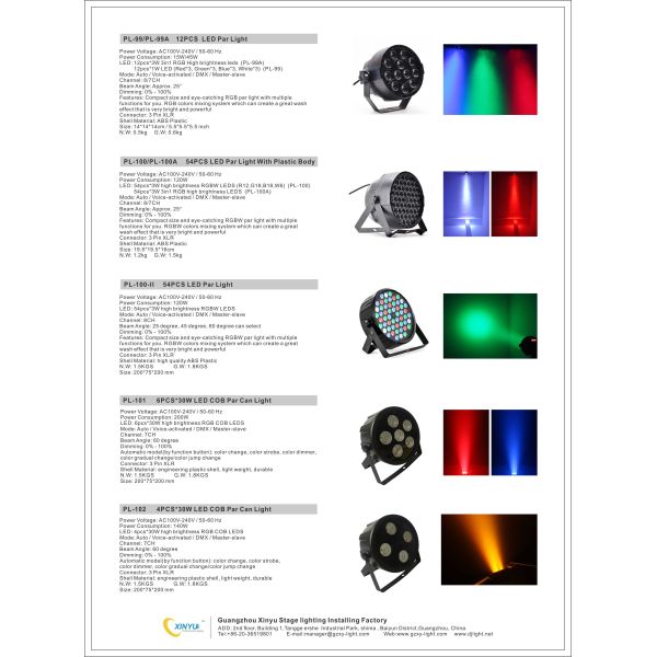 DJ Tri - 30W RGB Colorful Stage Lighting Par Cans High Power AC 90V - 245V