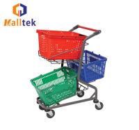Carrinho de compras removível de aço duplo para supermercado