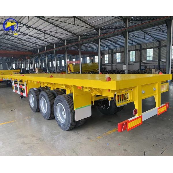 3 Axles 4 Axles 40FT 48FT Flatbed Semi Trailer with Tires and Tare Weight Approx. 6.2 T