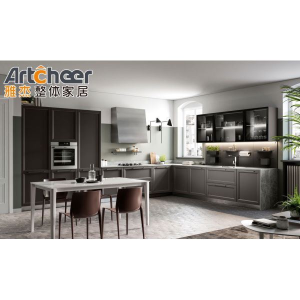 Furniture Solid Wood Kitchen Storage Cabinet Modular Design with Model Wall Cabinet