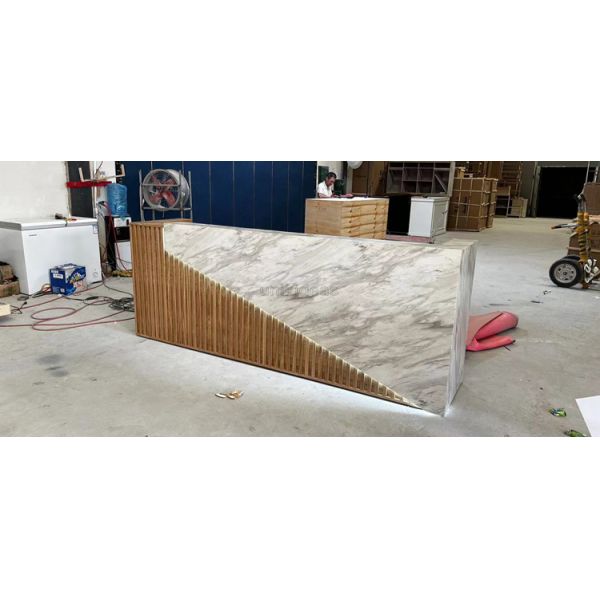 Customized Nordic Style Wooden Office Front Desk Salon Barber Shop Reception Desk Cafe Furniture