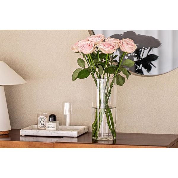 Чистый боросиликатный высокий стеклянный вазовый цилиндр для свадебного дома