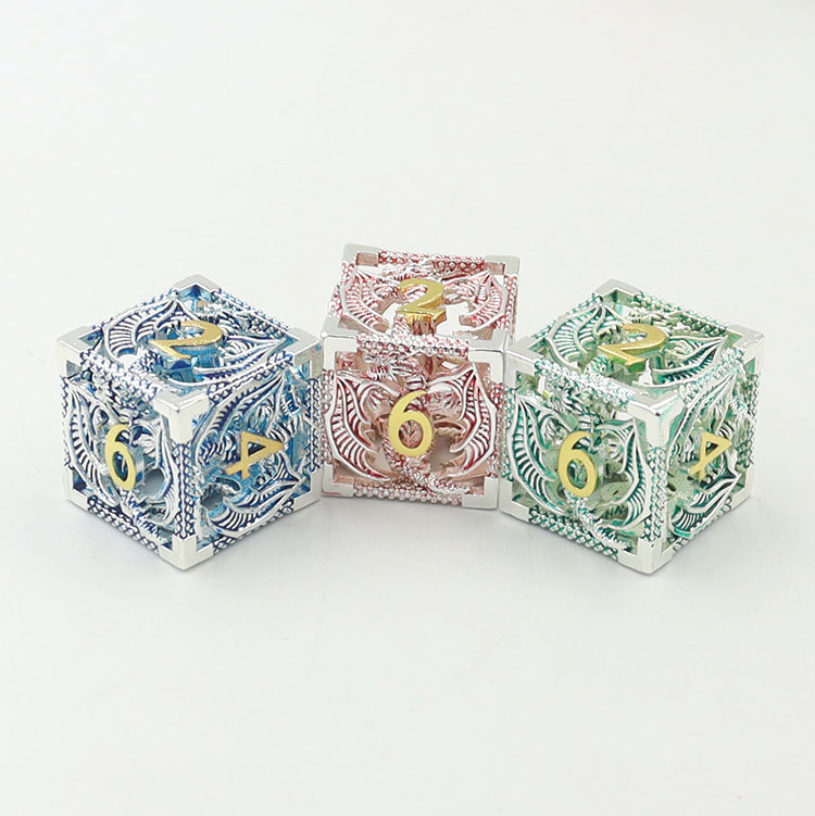 Brass Hollow Dice Set with Customized Logo and 16MM-20MM Size for DND RPG Games