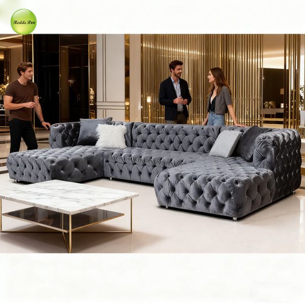 Velvet Oversized Sectional: Full-Tufted, Modern Art Accent – Ideal for Luxe, Bold Contemporary Interiors