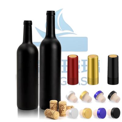 Garrafa de vidro preto e fosco personalizado para bebidas alcoólicas 500ml 700ml 750ml Capacidade Material de vidro Super Flint