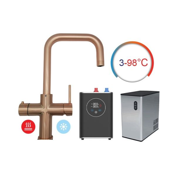 5 in 1 Brush Gold Hot Cold Boiling Chilled Sparkling Pure Kitchen Faucet Mixer Filter Water Tap
