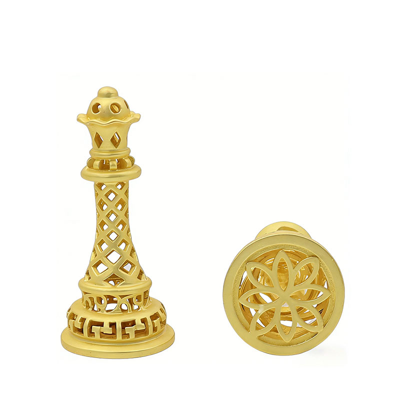 Antique Bronze & Silver Hollow Carved Brass Chess Set for Luxury Tabletop Decor and Tournament Play