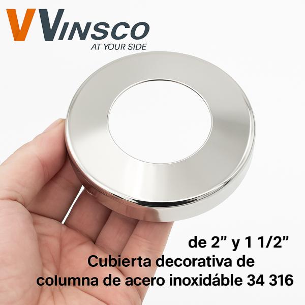 del flange y hermoseadores De de 2 y 1.1/2  Cubierta decorativa de columna de acero inoxidable 304 316