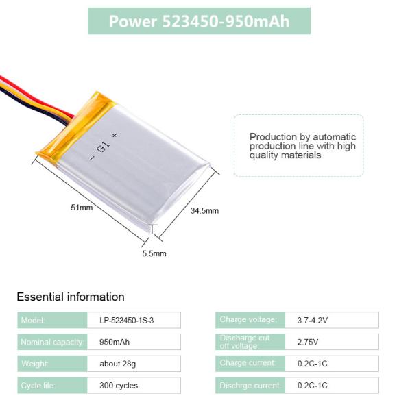 3.7V 1700mAh Rechargeable Li Ion Battery Lithium Polymer Cell 103450AR2 For Notebook