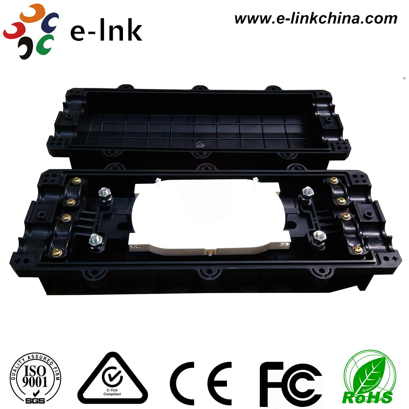 Horizontal Type Fiber Splice Enclosure (3 fiber cables in-out ports)