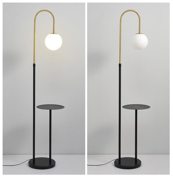 wireless charging marble wooden matel coffee table floor lamp bedside standing lighting glass shade USB bedside floor li