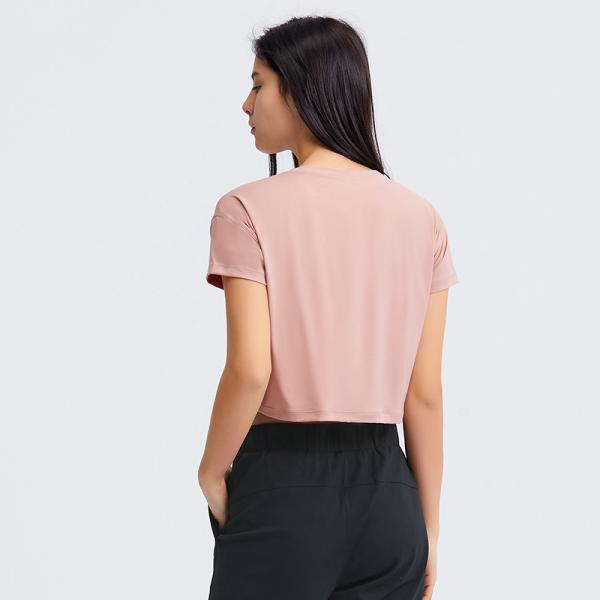 Short Sleeve Loose Gym Crop Tops T Shirts Sportswear Workout Tee For Ladies