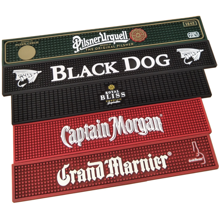 OEM / ODM Bar Counter Rubber Mats Embossed Logo With Good Touch Feeling