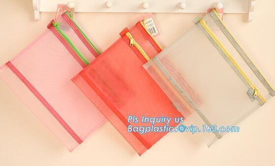 Office Stationery Plastic Mesh A5 Black File Folders with Zipper, A4 Eco-friendly PVC Mesh Zipper Document Bag Plastic A