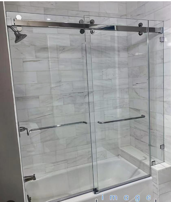 Двухдверная стальная сталь 304 стеклянная роликовая дверь с круглой формой подноса