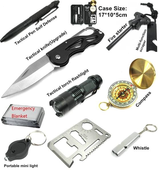 Professional 10 in 1 Emergency Outdoor Survival Tools for Outdoor Traveling, Hiking , Camping