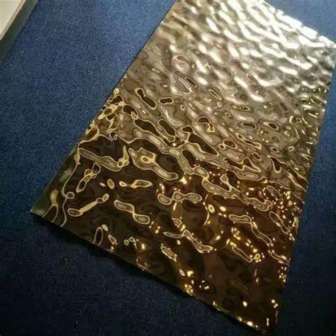 6mm Checkered Stainless Steel Plate For Door Thickness 0.8mm Pvd Water Ripple Stamped Hotel