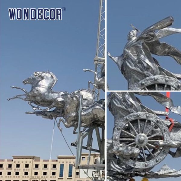 Moderno moldeado a gran escala al aire libre de la escultura de acero inoxidable del carro imperial del Emperador Celestial en la expedición