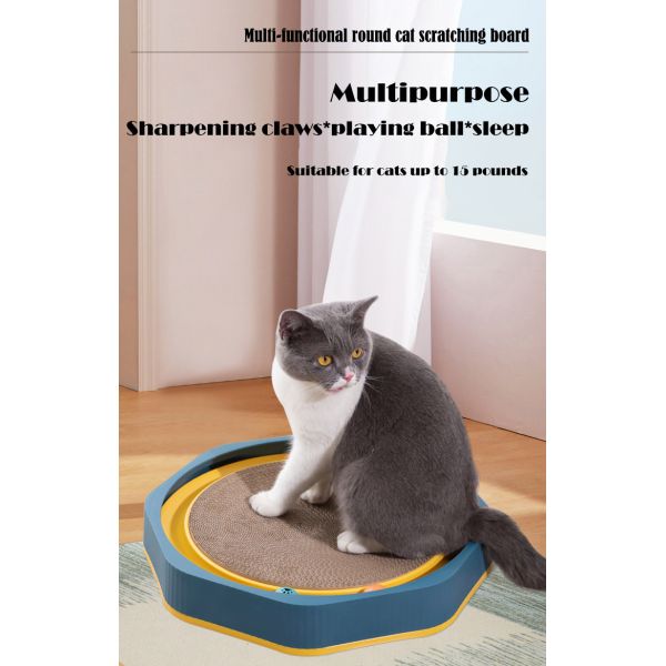 Wood Cat Scratcher Cardboard Oval Corrugated Scratch Lounge Bed Durable Cat Training Toy