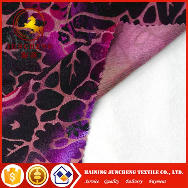 2018 hot sale burnout printed KS silk velvet fabric for dresses