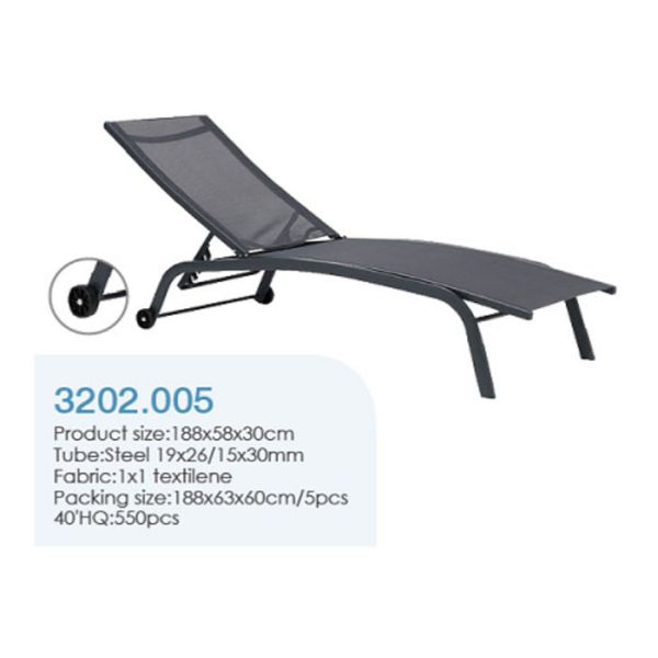 Heavy Duty Fabric Foldable Sun Lounger Adjustable Beach Lounge Chair