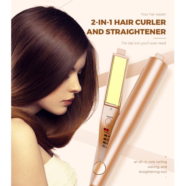 2 в 1 завивая плите титана СИД раскручивателя волос утюга и аниона двойной керамической