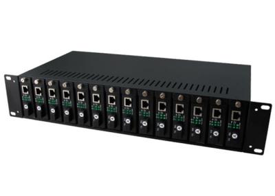 AC100V - 260V Rack Mount Media Converter Chassis , 2U 14 Slots Fiber Optic Media Converter Chassis