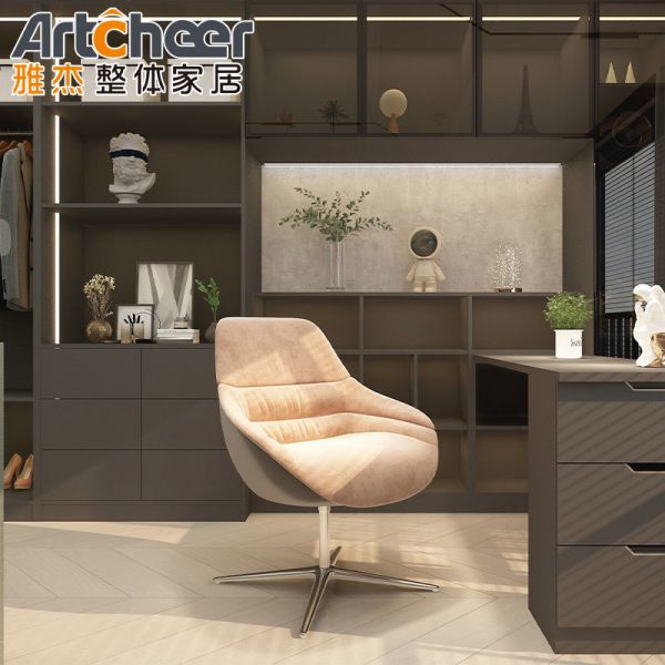 Modern Walk-in Wardrobe with Aluminium Handle Minimalist Design and Glass Door for Bedroom