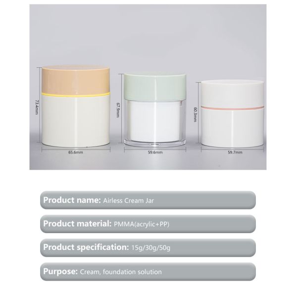 забота кожи круга 50g упаковывая акриловый безвоздушный опарник для продуктов младенца