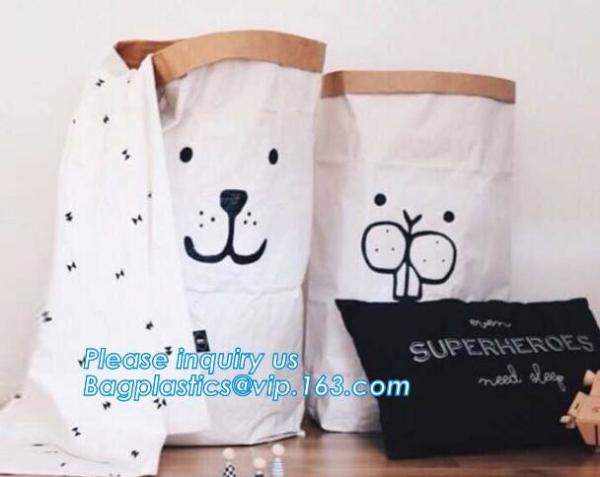 le sac en papier bag, Kraft Paper Storage Linen Bag Kids Toys Clothing Organizer Basket Nursery Home Decor