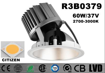 High Power 60W Dimmable COB Downlights Round Cut Hole 216mm White Warm Aluminum