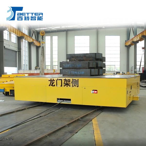 Heavy Cargo Transport Self-Propelled Rail Flat Transfer Cart Work with Crane